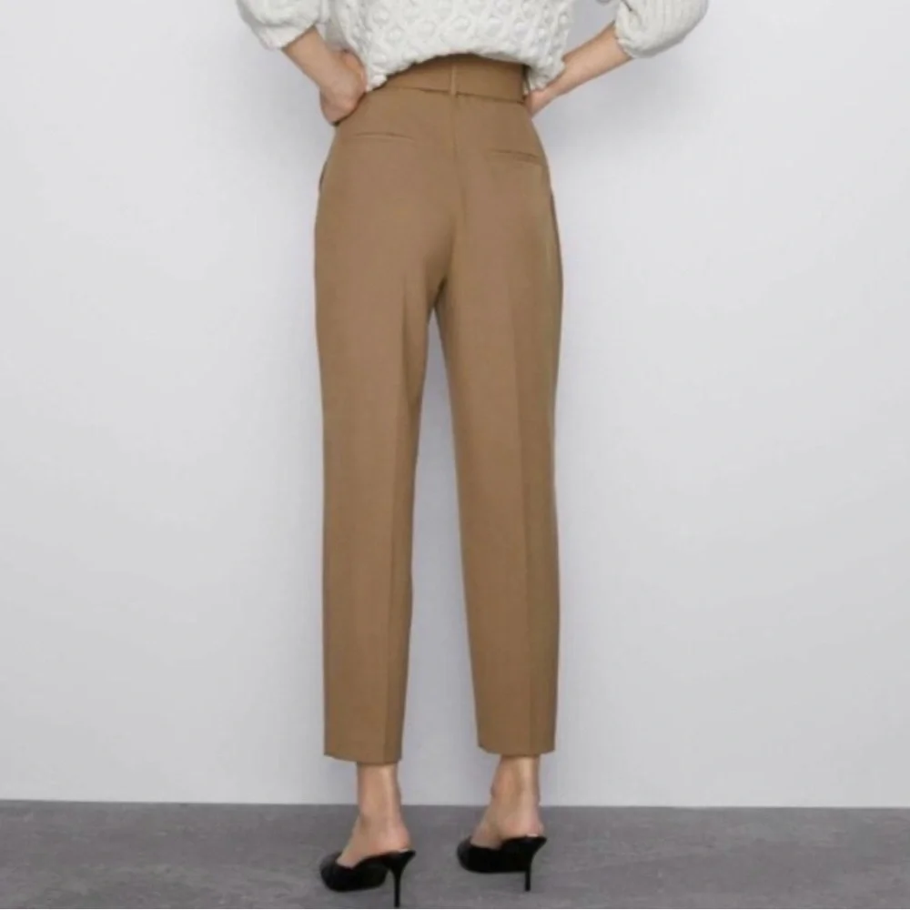 NWT ZARA High Waisted Trousers Belted Pants Blogger Favorite Size S - Picture 4 of 13